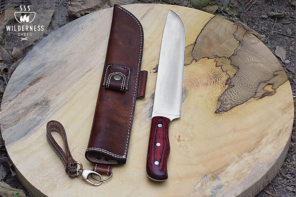 The Brisket Butler - Custom Handmade Stainless Steel Kitchen Knife with Color Wood Handle By Wilderness Chefs