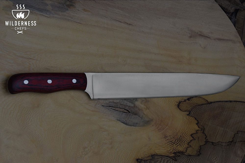 The Brisket Butler - Custom Handmade Stainless Steel Kitchen Knife with Color Wood Handle By Wilderness Chefs