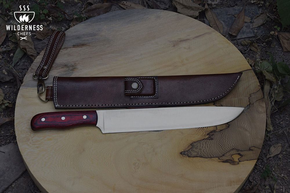 The Brisket Butler - Custom Handmade Stainless Steel Kitchen Knife with Color Wood Handle By Wilderness Chefs