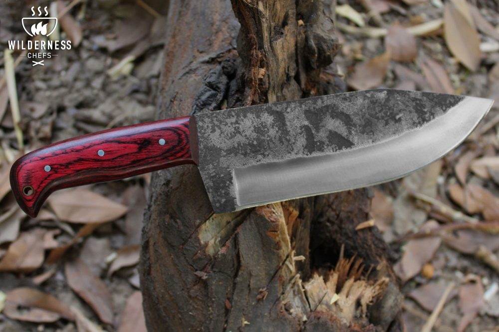 High Carbon Steel Hand Forged Chef Knife With Pakka Wood Handle By Wilderness Chefs